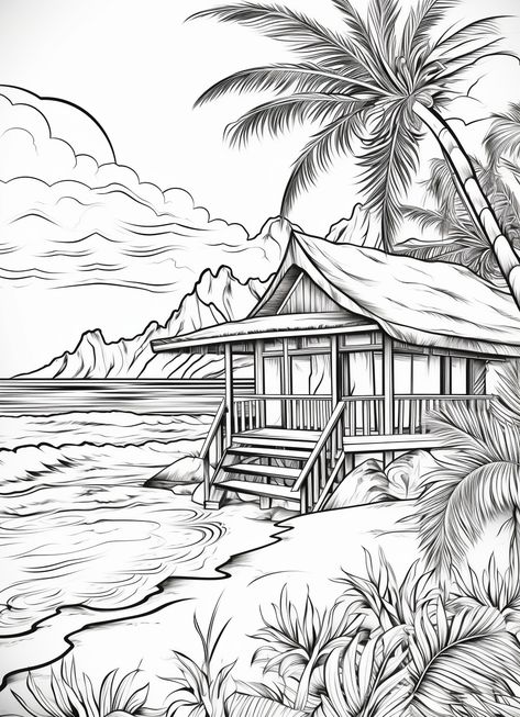 Landscape Coloring Pages, Beach Sketches, Monster Coloring Pages, Create This Book, Scene Drawing, Pencil Sketch Images, Landscape Sketch, Surfboard Art, Cool Pencil Drawings