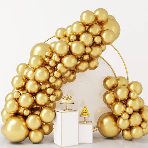 💛DIFFERENT SIZES: The gold balloon kit includes 92pcs balloons-18inch 2pcs, 12inch 24pcs, 10inch 6pcs, 5inch 60pcs and 5 pcs of glue, 1 roll of ribbon. Different sizes and sufficient quantities can meet your various needs. Princess Theme Party Decorations, Engagement Balloons, Balloon Wreath, Black And Gold Balloons, Princess Theme Party, Balloon Kit, Baby Shower Party Supplies, Kids Party Decorations, Theme Halloween