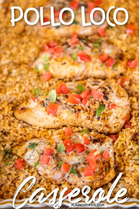 Mexican Chicken And Rice Casserole, Chipotle Marinade, White Cheese Dip, Mexican Chicken And Rice, Chicken And Rice Casserole, Plain Chicken, White Cheese, Mexican Foods, Mexican Chicken