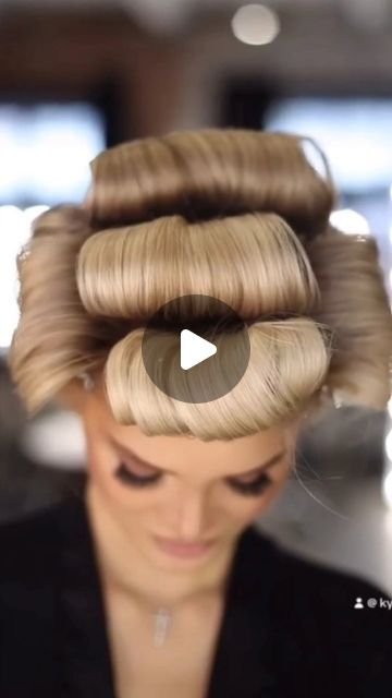 Hair Shinion Ideas, Big Curl Hairstyles Wedding, Pageant Up Do Hairstyles, Miami Vice Hairstyles Women, How To Do A 50s Hairstyle, 1980s Prom Hair, Blowout Rollers Tutorial, Big Bun Updo, Hair Show Hairstyles