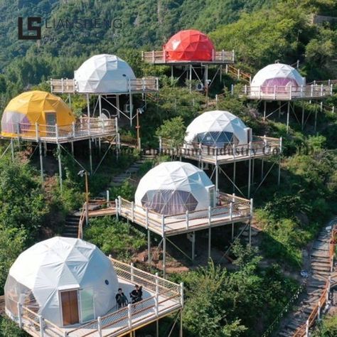 Outdoor Glamping, Geodesic Tent, Geo Dome, Resort Ideas, Geodesic Dome Homes, House Tent, Glamping Resorts, Bubble Tent, Dome Home