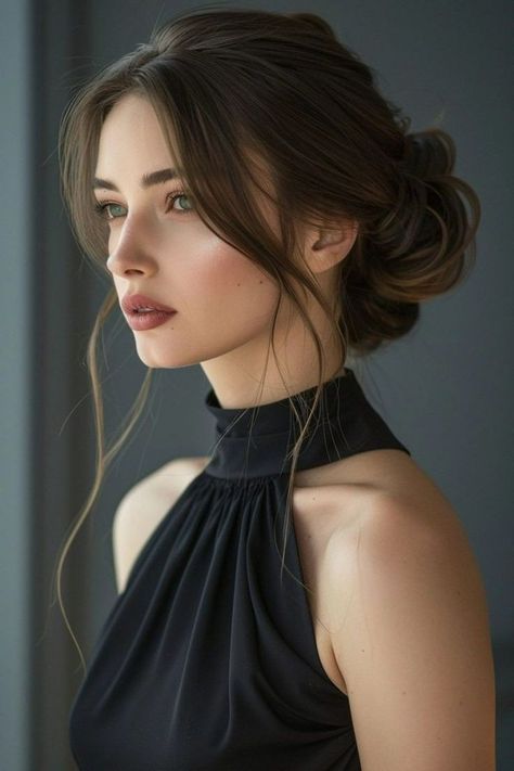 Hair Bun Hairstyles For Wedding, Wedding Hairstyles Loose Braid, Long Hair Fancy Styles, Curls Bun Hairstyles, Long Hairstyles Fancy, Hair Bun Styles For Long Hair, Elegant Hair For Wedding, Wedding Elegant Hairstyles, Wedding Hairstyles Classic