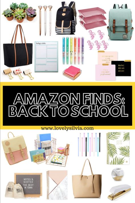 School Amazon Finds, Cute Agenda, Back To School Amazon, Rose Gold Desk, Gold Desk Accessories, Cute Office Supplies, School Must Haves, Gold Desk