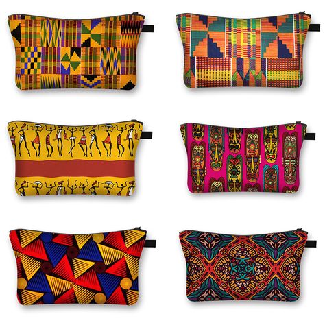 Africa Clothes, Ankara Bags, Cosmetic Bag Organization, African Crafts, Afrique Art, African Accessories, Pink Gift Box, Printed Makeup Bag, Colors For Skin Tone