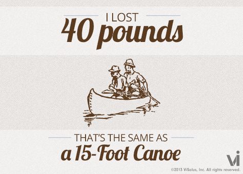 I lost 40 pounds! That is the same as a 15 foot canoe. Lost 40 Pounds, Lose 5 Pounds, Lose 15 Pounds, Life Fitness, Lose Pounds, Fat Loss Diet, Lose 40 Pounds, Lose 20 Pounds, Losing Me