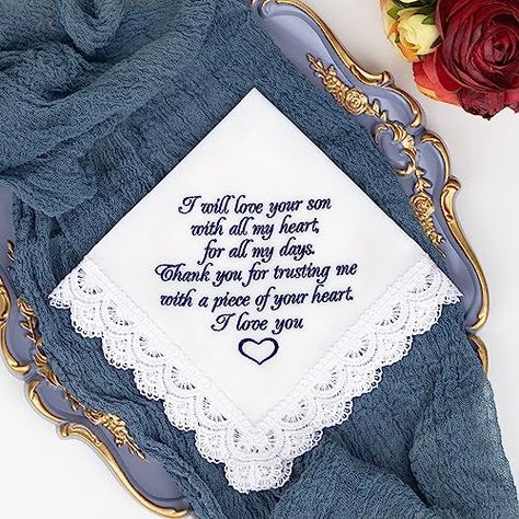 Groom Gifts From Bride, Gifts From Bride, Future Mother In Law, Embroidered Handkerchief Wedding, Groom Gifts, Mother Of The Groom Gifts, Wedding Gifts For Groom, Wedding Handkerchief, Mother In Law Gifts