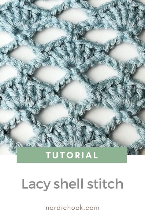 This free crochet tutorial shows how to make the lacy shell stitch step-by-step. It includes detailed photo instructions. The lacy shell stitch is a repeat of four rows. The fabric turns out very light, so it would work great for a summer crochet project! Crochet Thread Projects, Crochet Baby Dress Free Pattern, Crochet Stitch Tutorial, Lacy Crochet, Crochet Shrug Pattern, Crochet Stitches Diagram, Crochet Shell Stitch, Crochet Afgans, Crochet Stitches Free