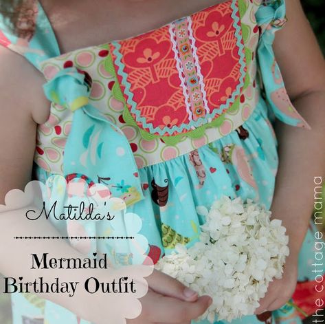 Matilda's Mermaid Outfit by Lindsay Wilkes from The Cottage Mama. www.thecottagemama.com Mermaid Birthday Outfit, Girly Print, Best Project, Baby Shoes Pattern, Mermaid Outfit, Picnic Dress, Free Pdf Pattern, Cottage Home, Diy Clothes Life Hacks