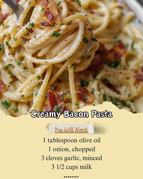 Grandma's Recipes Creamy Bacon Pasta, Bacon Pasta Recipes, Grandma's Recipes, Bacon Pasta, Grandmas Recipes, Ultimate Comfort Food, Pasta Recipe, Pasta Recipes, Garlic Cloves