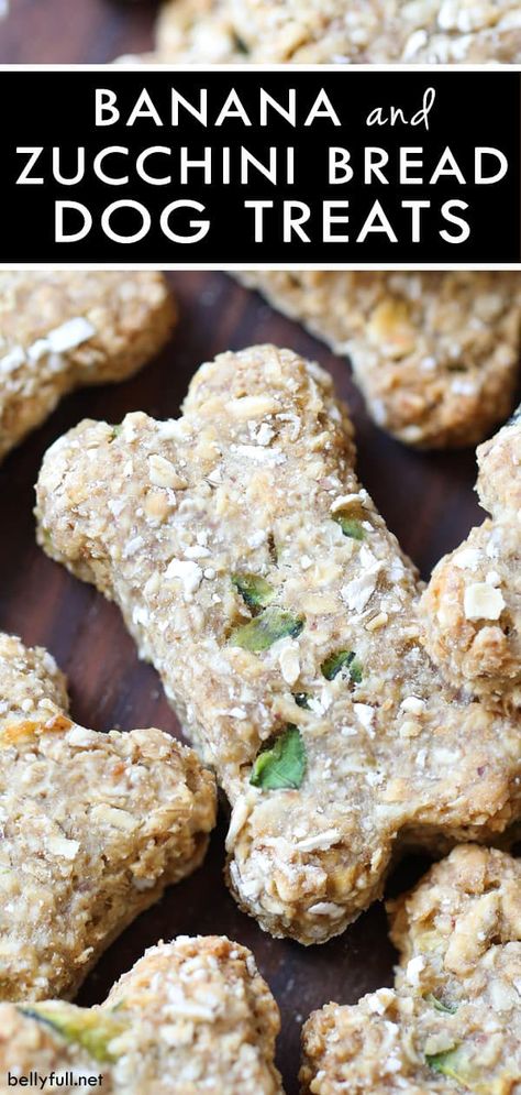 These easy Homemade Dog Treats are made with some of your favorite banana bread and zucchini bread ingredients, but healthy for your fur baby! Vegetable Dog Treats Homemade, Zucchini For Dogs, Homemade Dog Treat Packaging Ideas, Zucchini Dog Treat Recipes, Zucchini Dog Treats, Dog Treat Packaging Ideas, Zucchini Treats, Easy Homemade Dog Treats, Banana Zucchini Bread