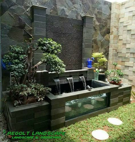 Jasa Pembuatan Kolam Minimalis - Koi Di Surabaya | Kolam ikan, Kolam ikan koi, Desain lanskap Fish Ponds Backyard, Indoor Pond, Koi Pond Design, Outdoor Wall Fountains, Water Fountain Design, Kolam Koi, Fish Pond Gardens, Taman Air, Garden Pond Design