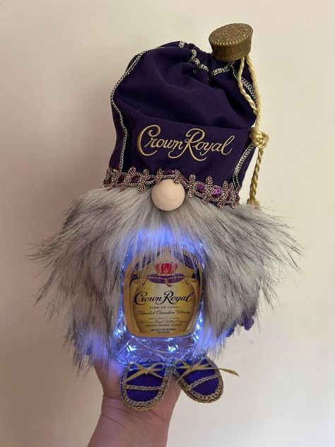 Dollar Tree Fanatics Crafts & Decor & DIY with Instructions! + Freebies! 💚 | I can't wait to hear what y'all think about my gnome ❤️😍🥰 xx | Facebook Skeleton Gnomes Diy, Crown Royal Bag Crafts Diy, Crown Royal Gnome Diy Pattern, Crown Royal Gnomes Diy, Walmart Crafts Diy, Crown Royal Gnome, Crown Royal Diy, Bar Management, Holiday Woodworking Projects