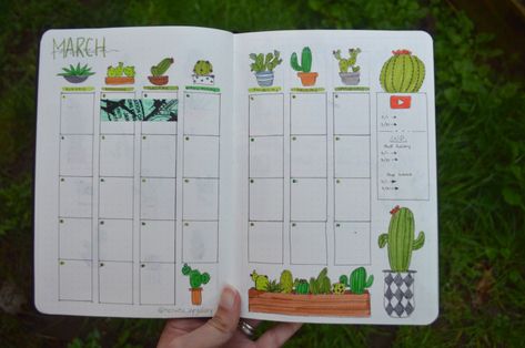 Plan With Me — March 2020 Cactus Bullet Journal #bujo #bulletjournal #cactusbujo #marchbujo Cactus Bullet Journal, Monthly Bujo, Journal August, Journal March, Bullet Journal August, Bullet Journal September, April Bullet Journal, March Bullet Journal, Bullet Journal Month