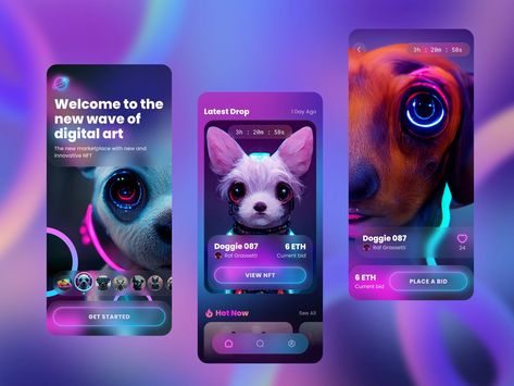 Neon Website, Robot Animal, Directory Design, Inspiration Board Design, App Interface Design, Website Images, Nft Marketplace, App Interface, Ui Design Inspiration