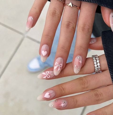 Bow Nail Designs, Her Nails, Pretty Gel Nails, Soft Nails, Girls Nails, Minimalist Nails, Dream Nails, Pretty Acrylic Nails, Short Acrylic Nails