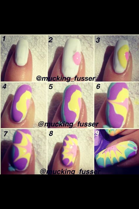 DIY cool nail art Mommy Nails, Diy Tie Dye, Nails Feet, Water Marble Nail Art, Neon Nail Designs, Nails Pretty, Top Nails, Tie Dye Nails, Nail Art Techniques