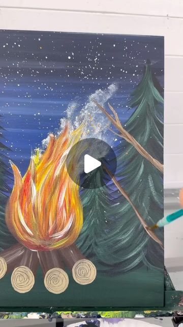 Campfire Painting, Painting Fire, Fire Painting, Autumn Painting, Camping Life, Painting Tips, Painting For Kids, Easy Paintings, Art Paint