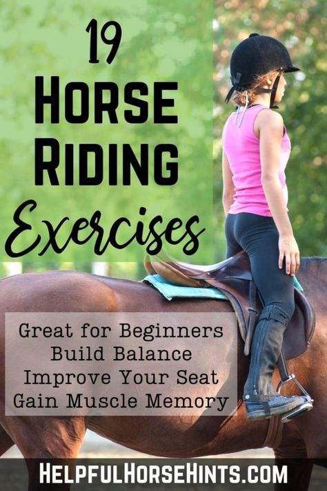 Mastering the fundamentals of horseback riding is an important part of becoming a good rider. These 19 beginner horse riding exercises will help you learn the fundamental skills necessary.19 Beginner Horse Riding Exercises to Shake Up Your Routine | Helpful Horse Hints Horse Riding Exercises, Beginner Horse Riding, Horse Schooling, Riding Workout, Riding Exercises, Horse Training Exercises, Horseback Riding Tips, Horseback Riding Lessons, Horse Lessons