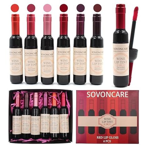 These are ADORABLE!! Long lasting matte-but-not-dry lip tints in the shape of miniature wine bottles! 6 different colors in one pack. I propose a toast... to VARIETY in beauty! “As an Amazon Associate I earn from qualifying purchases.” Natural Lip Stain, Wine Lip Tint, Make Up Lip, Wine Lipstick, Wine Lips, Red Lip Gloss, Lip Sticks, Wine Bottle Design, Lip Stains