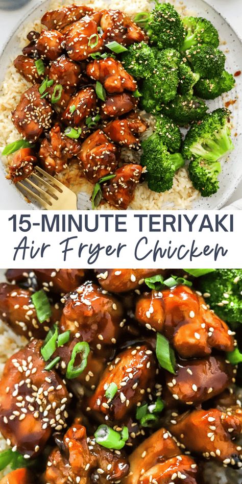 This is the best Air Fryer Teriyaki Chicken that cooks in under 15 minutes for an easy weeknight meal everyone will love! Juicy, succulent chicken tossed and perfectly cooked in a sticky, flavorful teriyaki sauce. Low-carb and gluten-free. Air Fryer Teriyaki Chicken, New Air Fryer Recipes, Teriyaki Recipe, The Best Air Fryer, Best Air Fryer, Air Fryer Oven Recipes, Air Fry Recipes, Air Fryer Recipes Chicken, Air Fryer Dinner Recipes