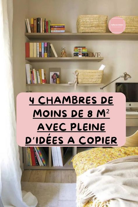 4 Exemples de Très Petites Chambres de Moins de 8 m² Armoires, bureau, commode ou tiroirs… Avec des meubles sur-mesure et des solutions ingénieuses, beaucoup de rangements et d’espace de travail ont été gagnés dans des très petites chambres de moins de 8 m² Low Bunk Beds, Ikea Bedroom, Adult Bedroom, Ikea Diy, Boho Bedroom, 8 M, Girl Room, Kids Bedroom, Baby Room