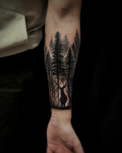 20 Forest Sleeve Tattoo Designs to Pine For 3 Wilderness Tattoos For Men, Pine Tree Tattoo Men, Pine Trees Tattoo, Forest Sleeve Tattoo, Cedar Tree Tattoo, Tattoo Universe, Trees Tattoo, Wilderness Tattoo, Sleeve Tattoo Designs