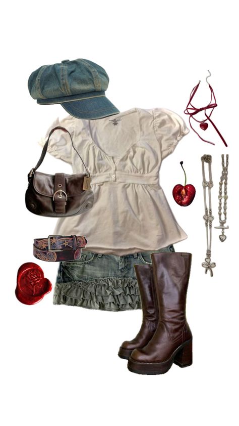 Aesthetic Fair Outfits, Painting Outfit Aesthetic, Farmers Market Aesthetic Outfit, Casual Steampunk Outfits, Ecuador Outfit, Light Feminine Outfits, Cream Top Outfit, Clock Outfit, Leo Outfits