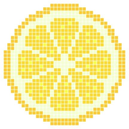 Lemon Tapestry Crochet, Fruit Pixel Art, Lemon Pixel Art, Lemon Knitting Pattern, Fruit Pixel Art Grid, Pixel Art Fruit, Cross Stitch Fruit Patterns, Small Cross Stitch Patterns, Cross Stitch Lemon Pattern