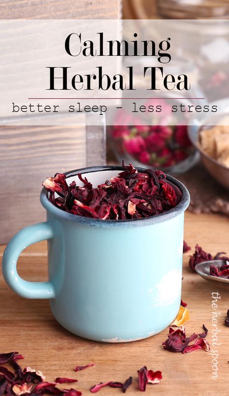 How to destress and get your best sleep ever with calming tea - The Herbal Spoon How To Destress, Tea Blends Recipes, Herbal Tea Benefits, Calming Tea, Medicinal Tea, Healing Tea, Sleep Tea, Homemade Tea, Herbal Teas Recipes