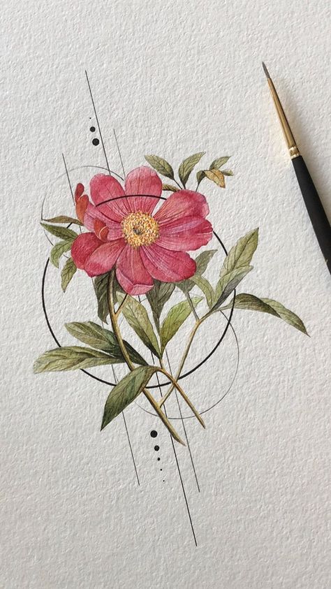 Beautiful Pencil Drawings, Illustration Tattoo, Tattoo Zeichnungen, Watercolor Flowers Paintings, Watercolor Drawing, Pretty Tattoos, A Drawing, Flower Tattoos, 그림 그리기