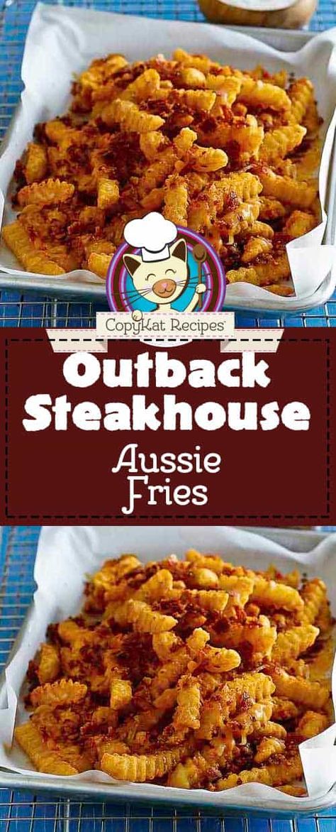 Watch everyone come running when you make these crispy cheese fries with bacon. Only 4 ingredients needed to make this easy Outback Steakhouse Aussie Fries copycat recipe. Great appetizer or side dish. #frenchfries #cheesefries #appetizerideas #sidedishrecipes #copycat #copycatrecipes #baconrecipes #footballfood #gamedayfood #partyfoods Outback Cheese Fries Recipe, Outback Steakhouse Recipes, Outback Recipes, Cheese Fries Recipe, Optavia Diet, Fries At Home, Steakhouse Recipes, Homemade Appetizer, Crispy Cheese