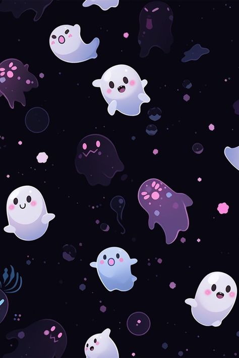 Cute Ghost Halloween Wallpaper, Cute Ghost Background, Cute Spooky Backgrounds, Ghost Cute Wallpaper, Cute Goth Wallpaper, Cute Goth Art, Ghost Wallpaper Iphone, Cute Ghost Pfp, Cute Ghost Aesthetic