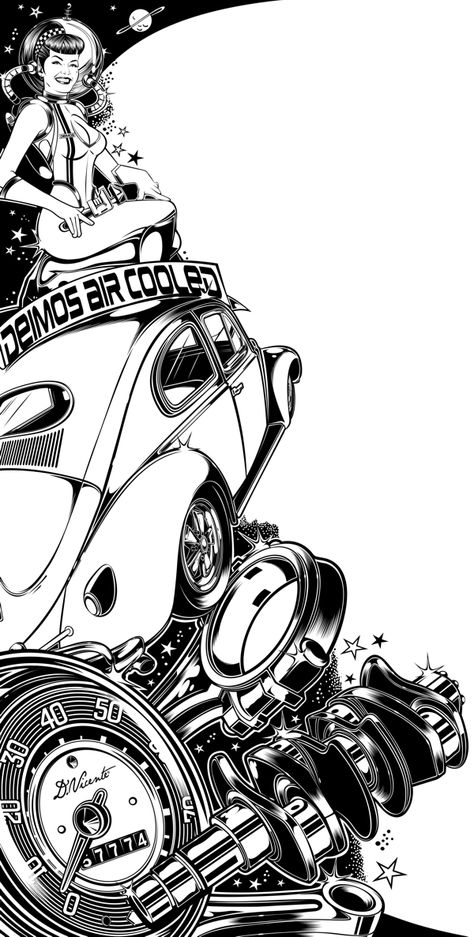 Vehicals Drawing, Retro Car Drawing, V6 Engine Drawing, Engine Sketch Drawings, Engine Tattoo, Hot Rod Tattoo, Trippy Motorcycle Art, Mechanic Tattoo, Cartoon Car Drawing