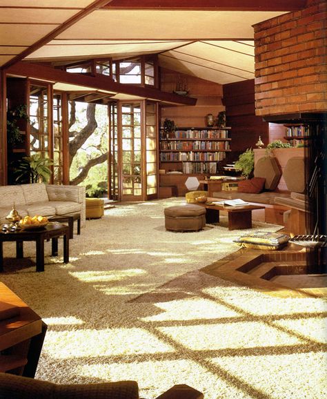 Hanna House, Frank Lloyd Wright Architecture, 70s House, 70s Interior, 70s Home, Interior Vintage, 70s Home Decor, Wallpaper Vintage, Frank Lloyd