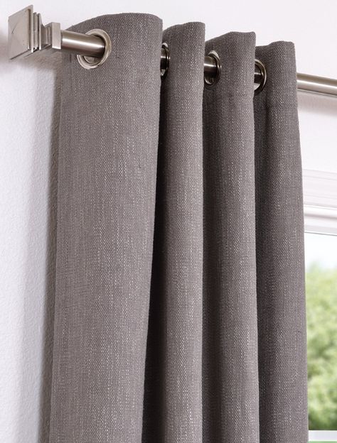 Grey Curtains in the living and dining room Grey Curtains Living Room, Dark Grey Curtains, Curtains Living Room Modern, Curtain Styles, Plain Curtains, Grey Curtains, Brown Living Room, Living And Dining Room, Curtain Designs