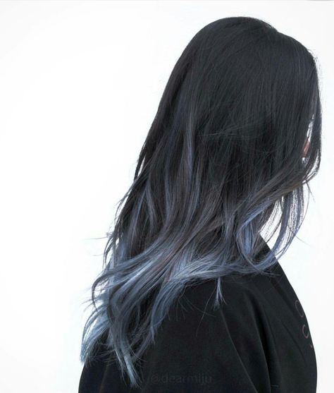 Dark Hair With Light Blue Highlights, Hair Dyed, Korean Hair Color, Hair Color Underneath, Hair Color Streaks, Hair Streaks, Hair Color Purple, Pretty Hair Color, Ombre Hair Color