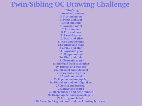 Sibling Writing Prompts, Sibling Prompts, Sibling Ocs, Sibling Characters, Oc Drawing Challenge, Oc Drawing, Writing Inspiration Tips, Art Help, Extroverted Introvert