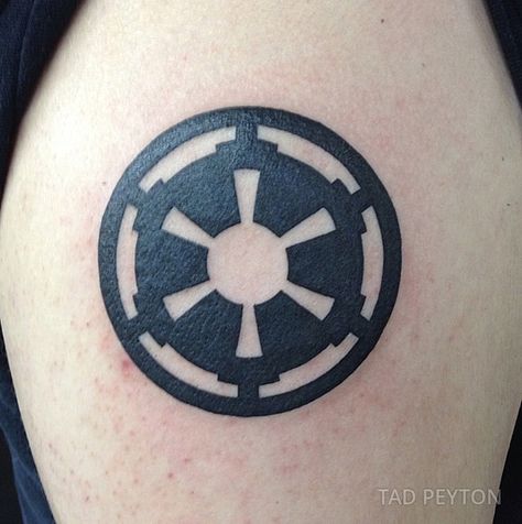 Star Wars Galactic Empire tattoo Galactic Empire Tattoo, Empire Tattoo Star Wars, Star Wars Empire Tattoo, Star Wars Tattoo For Men, Star Wars Tattoo Ideas, Star Wars Empire Logo, Imperial Tattoo, Stormtrooper Tattoo, Star Wars Galactic Empire