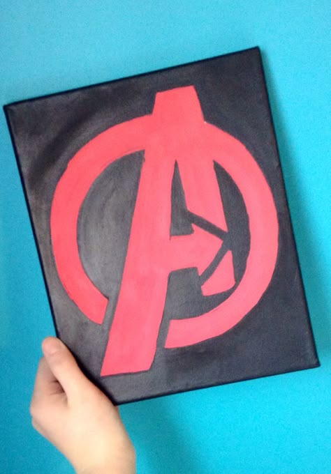 Just finished my latest project- Marvel's Avengers logo painted on canvas Avengers Canvas Painting, Logo Avengers, Avengers Painting, Marvel Canvas, Marvel Paintings, Avengers Logo, Avengers Art, Marvel Drawings, Posca Art