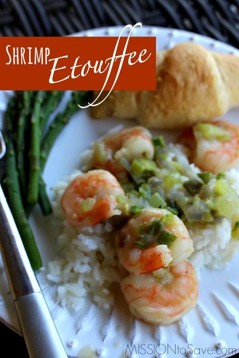 Try this simple Shrimp Etouffee recipe.  It is a "northern-ized" version of a Creole classic- with just enough Cajun "oo-ee"! Et Tu Fe Recipe, Ways To Cook Shrimp, Etouffee Recipe, Cook Shrimp, Shrimp Etouffee, How To Cook Shrimp, Budget Meals, Shrimp Recipes, International Recipes