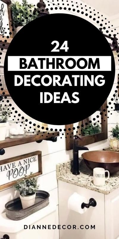 Bathroom Decor For Half Bath, Black And White Decor Bathroom, Black And White Decor For Bathroom, Ivory Bathroom Ideas Decor, Wreath For Bathroom Wall, Bathroom Theme Decor Ideas, Beige Bathroom With Black Accents, Black And White Bathroom Shower Curtain Decorating Ideas, Bathroom With White Countertop