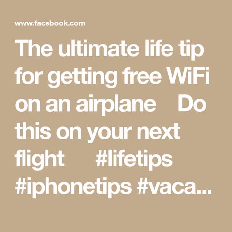 The ultimate life tip for getting free WiFi on an airplane 🤯 Do this on your next flight ✈️ #lifetips #iphonetips #vacation #airplane | Amin Shaykho | Amin Shaykho · Original audio Vacation Airplane, On Airplane, On An Airplane, Iphone Tips, Iphone Hacks, Things To Know, Free Wifi, Life Hacks, Flight