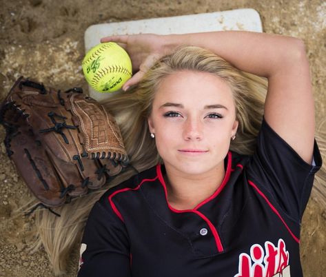 Senior picture ideas photographed by Minted Shutter Photography with Nicole Hoffmann in Sun Prairie, Wisconsin. Softball senior pictures can be photographed on your ball diamond to create a tough and beautiful effect in your senior pictures. Softball Pictures Poses, Softball Photography, Softball Photos, Softball Senior Pictures, Senior Softball, Shutter Photography, Chico California, Senior Pictures Sports, Softball Pictures