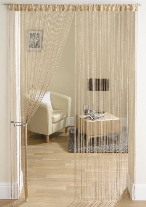 Gold/Silver Fleck Spaghetti String Door/Curtain Panel 35" x 79" (90cm x 200cm): Amazon.co.uk: Kitchen & Home Modern Window Treatments, String Curtains, Panel Room Divider, Curtain Sizes, Modern Windows, Door Curtain, Door Curtains, Window Panels, Drapes Curtains