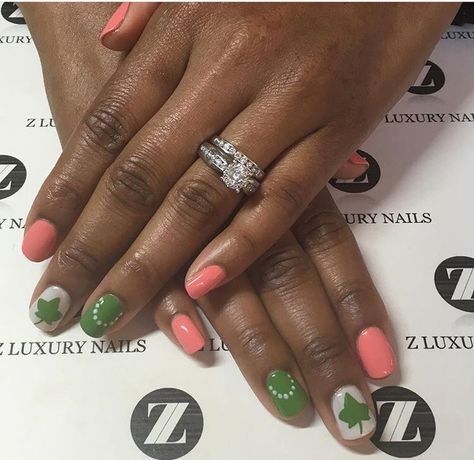 Pink And Green Nails Aka, Alpha Kappa Alpha Nails, Aka Nail Designs, Aka Nails, Sorority Nails, Elegant Nail Designs, Hippie Nails, Pedicure Designs, Pretty Nail Art