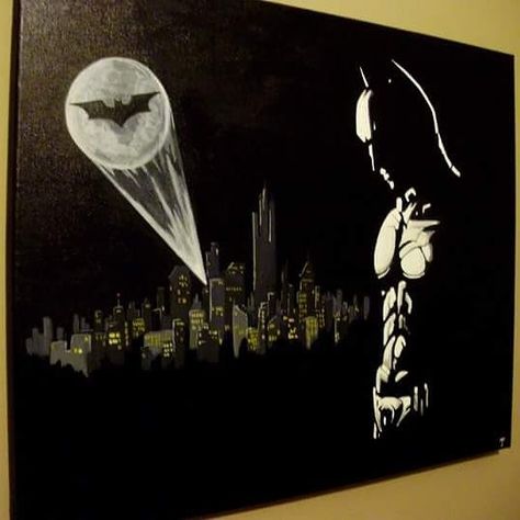 Spiderman And Batman Painting, Batman Art Painting, Batman Painting Ideas, Batman Canvas Painting, Painting Batman On Canvas, Batman Abstract Art, Batman Painting, Gcse Art Sketchbook, Joker Art