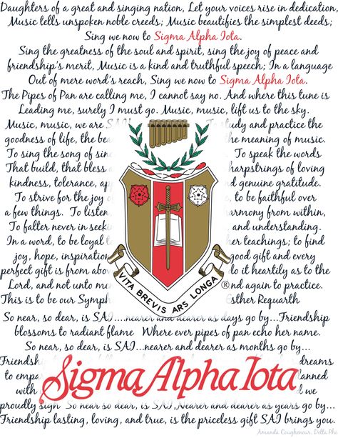 Sigma Alpha Iota crest, symphony, and songs! #SigmaAlphaIota Probate Gifts, Sigma Alpha Iota, College Days, Sigma Alpha, Love And, Alpha Sigma Alpha, Sorority Girl, Music Theater, Greek Life