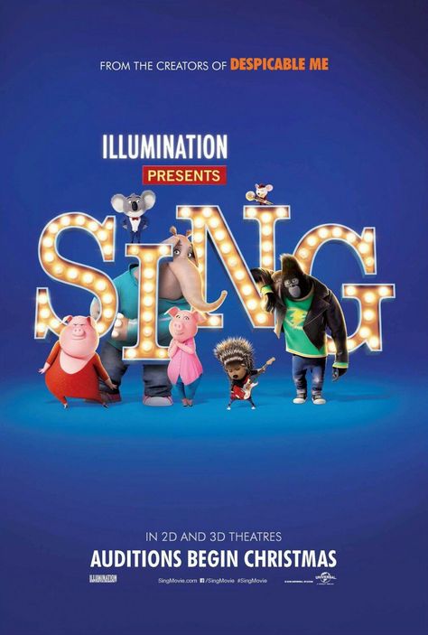 Sing movie poster Sing 2016, Sing Movie, Seth Macfarlane, Family Films, See Movie, Kids' Movies, Movies 2016, Film D'animation, Animation Movie