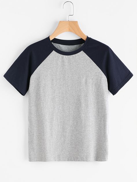 Shop Contrast Raglan Sleeve Heathered Tee online. SheIn offers Contrast Raglan Sleeve Heathered Tee & more to fit your fashionable needs. Raglan Tshirt, Raglan Sleeve Top, Shirt Print Design, Raglan Shirts, Short Sleeve Pullover, Shirt Mockup, Outfit Style, Outfit Idea, Raglan Sleeve