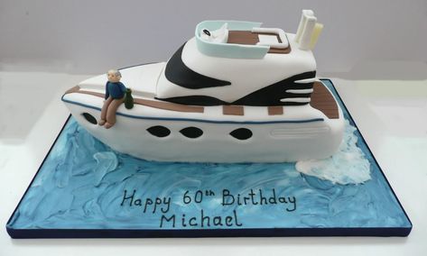 Boat Birthday Cake, Yacht Cake, Airplane Birthday Cakes, Boat Birthday, Cakes For Girls, Motor Cruiser, Boat Cake, Boat Theme, Sport Cakes